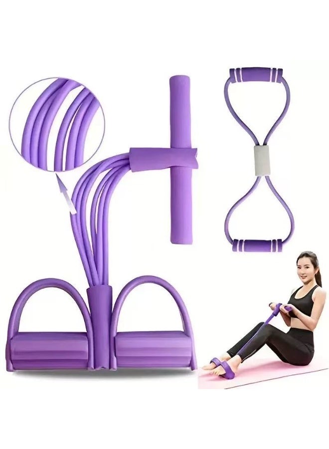 PYC [2 in 1] Unisex Pedal Resistance Band ，6-Tube Yoga Pedal Puller Resistance Band ，8 Resistance Band， for Abdomen Arm/Waist/Leg Stretching Slimming Training - Image 1